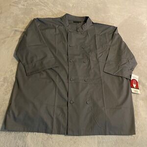 Chef Works JLCL-GRY-3XL Gray Chef Coat Jacket 3XL New With Tags Short Sleeve Men